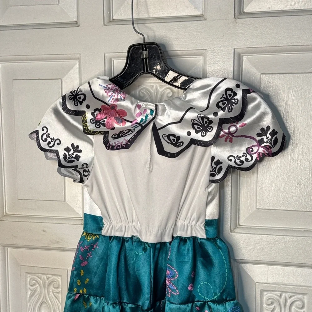 Disney Mirabel Madriga Teal and White Floral Dress Size 4-6X
